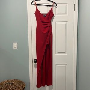 Windsor Red High Slit Dress